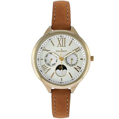 Peugeot 3053 Women’s 14K Gold Plated Leather Small Size Watch