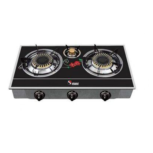 Saisho Three Burner Gas Stove (Black and Red Stripe) | S-306BR