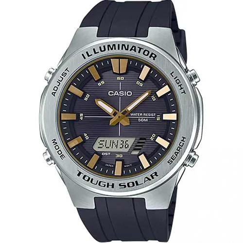 CASIO AMWS850-1AV MEN’S SOLAR POWERED MULTI-FUNCTION SILICON BAND WATCH