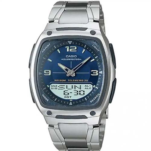 CASIO AW81D-2AV MEN’S ANALOG-DIGITAL BLUE FACE/ SILVER BAND SMALL SIZE WATCH