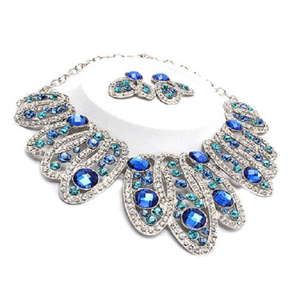 Blue Crystal Necklace Set 