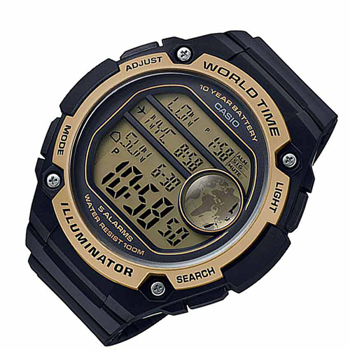 Casio AE3000W-9AV Men’s World Time Digital Black/Gold XL Watch