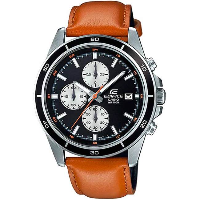 CASIO GENT'S EFR-526L-1BVUDF EDIFICE CHRONOGRAPH BROWN LEATHER MEDIUM WATCH