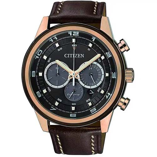 CITIZEN CA4037-01W MEN’S ECO-DRIVE CHRONOGRAPH LEATHER WATCH