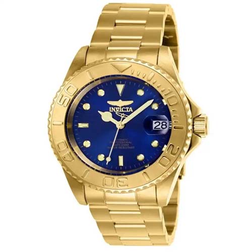 INVICTA 26997 MEN’S PRO DIVER AUTOMATIC BLUE DIAL MEDIUM GOLD WATCH