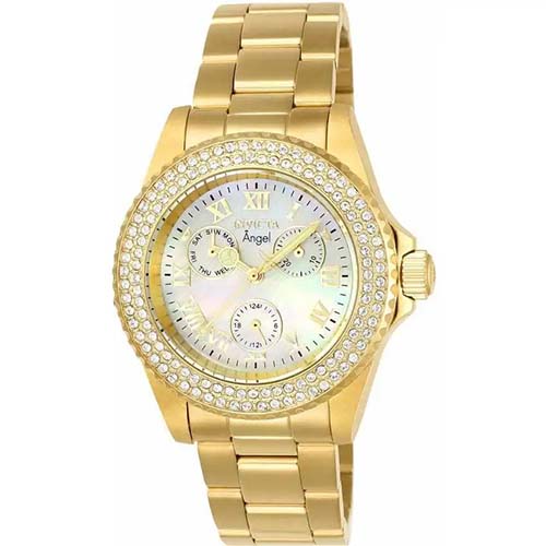 INVICTA 23576 WOMEN’S ANGEL QUARTZ 3 HAND WHITE DIAL LARGE SIZE WATCH