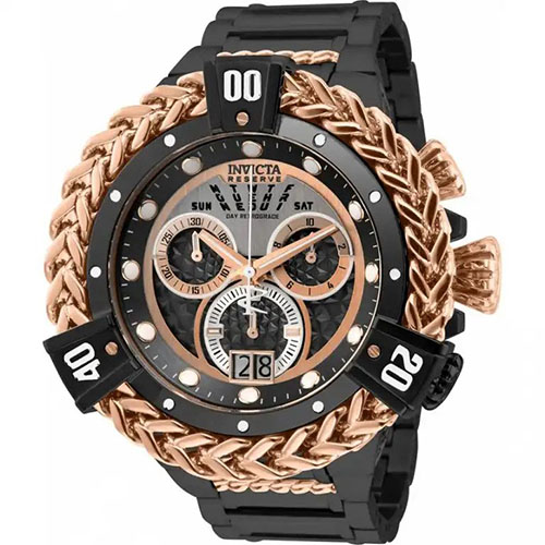 INVICTA 31781 MEN’S RESERVE CHRONOGRAPH BLACK, ROSE GOLD, TITANIUM DIAL XL WATCH