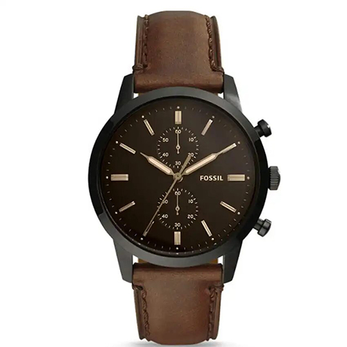 FOSSIL FS5437 MEN’S TOWNSMAN CHRONOGRAPH BLACK CASE BROWN LEATHER WATCH