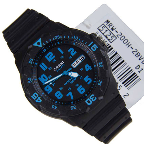  Casio MRW200H-2BV Unisex Black/Blue Face And Black Resin Band Watch
