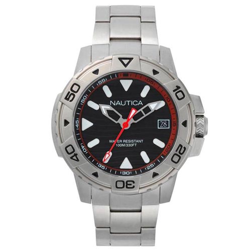 NAUTICA NAPEGT005 MEN'S EDGEWATER STAINLESS STEEL LINK WATCH