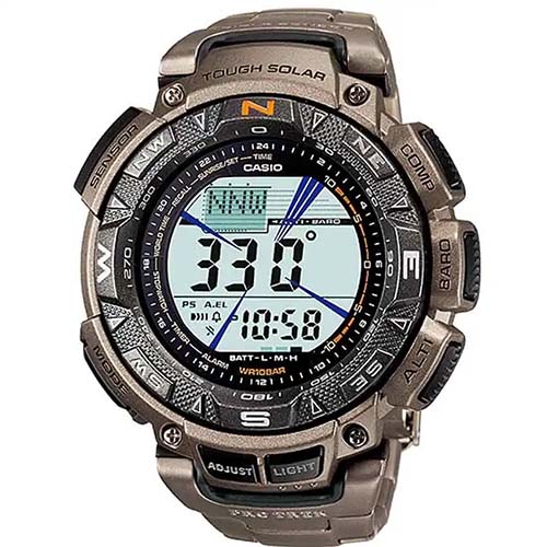 CASIO GENT’S PRG-240T-7SDR PROTREK TRIPLE SENSOR TITANIUM BAND WATCH