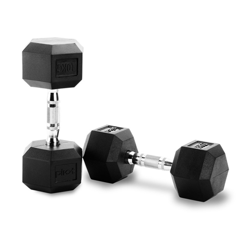 PIVOT FITNESS RUBBER HEX DUMBBELL 10KG [PAIR]