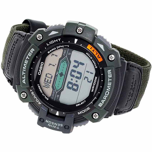 Casio SGW300HB-3AV Men’s Sport Gear Twin Sensor Green Nylon Band Large Watch