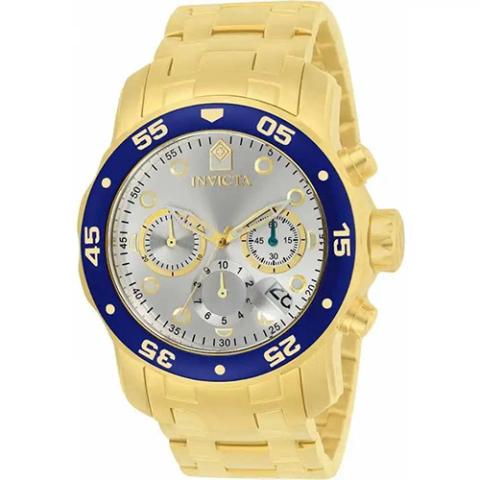 INVICTA 80067 MEN’S PRO DIVER QUARTZ CHRONOGRAPH SILVER DIAL LARGE SIZE WATCH