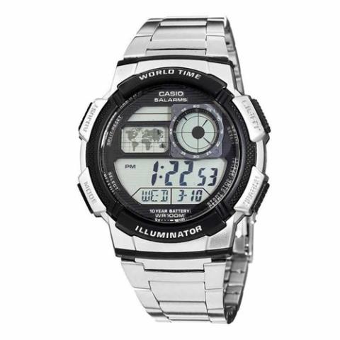 CASIO AE1000WD-1AV MEN’S SILVER-TONE DIGITAL WATCH