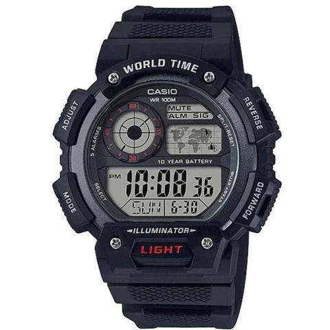 CASIO AE1400WH-1AV DIGITAL WORLD TIME BLACK RESIN WATCH