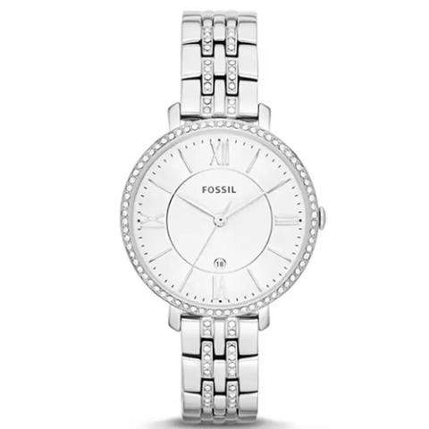 FOSSIL ES3545 WOMEN’S JACQUELINE CRYSTAL ACCENTED SILVER BRACELET WATCH