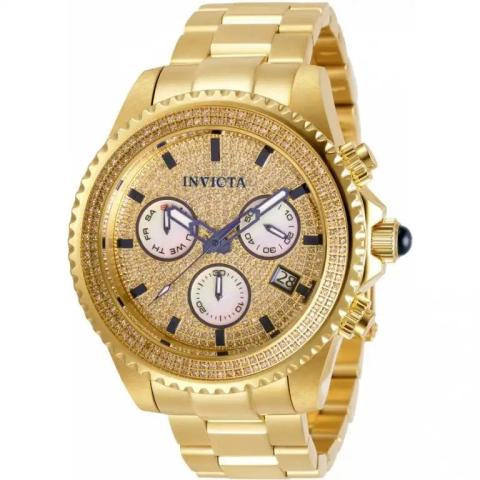  INVICTA 31991 MEN’S PRO DIVER SWISS CHRONOGRAPH WHITE, GOLD DIAL WATCH