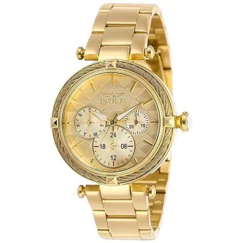 INVICTA 28957 WOMEN’S BOLT QUARTZ 3 HAND GOLD DIAL WATCH