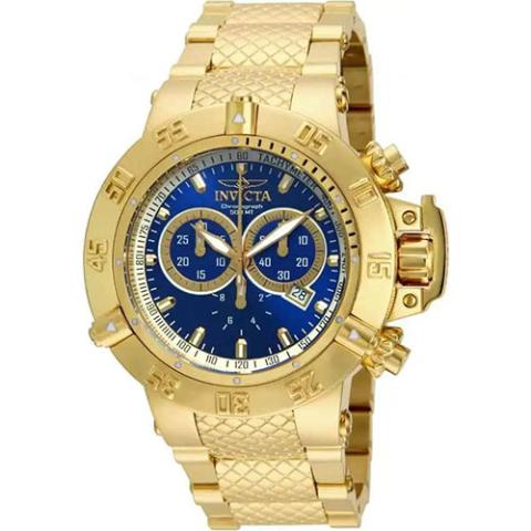 INVICTA 14501 MEN’S SUBAQUA QUARTZ YELLOW GOLD BLUE DIAL LARGE WATCH 