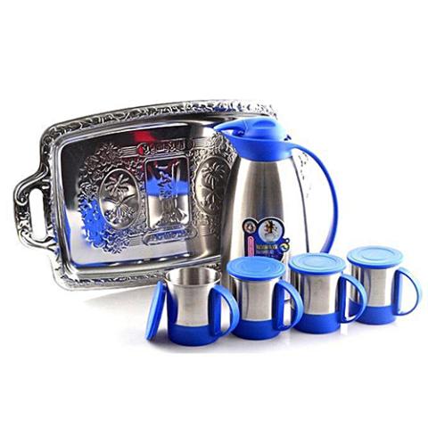 Master Chef 6 Piece Set Vacuum Flask with Cups& Tray
