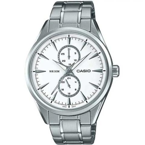 CASIO MTP-SW340D-7AVDF MEN’S STAINLESS STEEL WHITE DIAL BRACELET WATCH