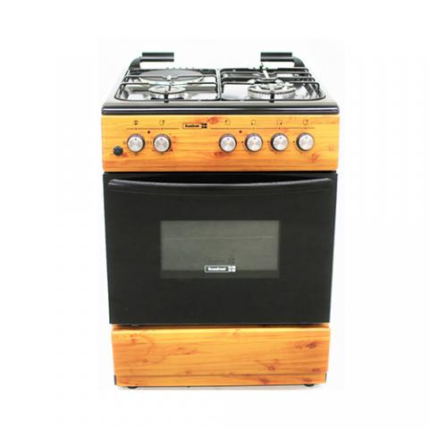 SCANFROST CK-6312 NG - 60X60 CMS, WOOD FINISH, 3 GAS BURNERS 1 HOT PLATES, GAS OVEN + GRILL + TURNSPIT