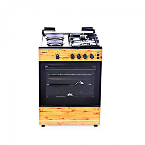 SCANFROST CK-6222 NG - 60X60 CMS, WOOD FINISH, 2 GAS BURNERS 2 HOT PLATES, GAS OVEN + GRILL + TURNSPIT