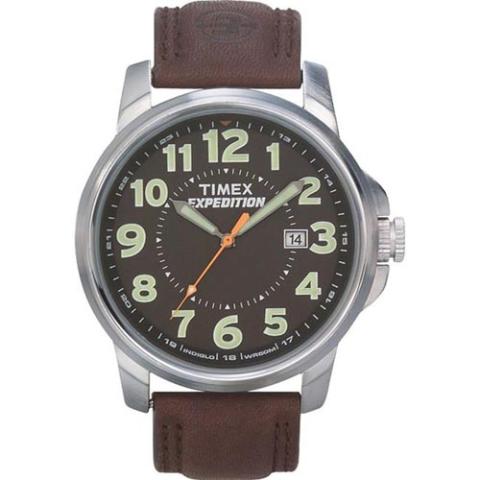 TIMEX T44921 MEN'S EXPEDITION METAL FIELD BROWN LEATHER STRAP WATCH